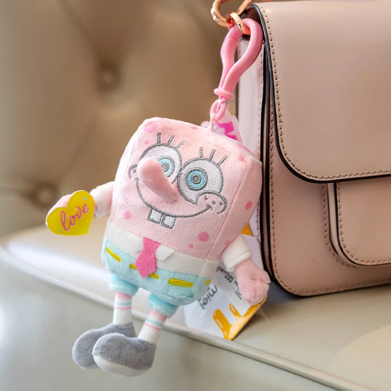 Anime Pink Spongebob Squarepants Patrick Star Kawaii Cartoon Keyring Stuffed Plush Toys Keychain Birthday party Gift For Kids