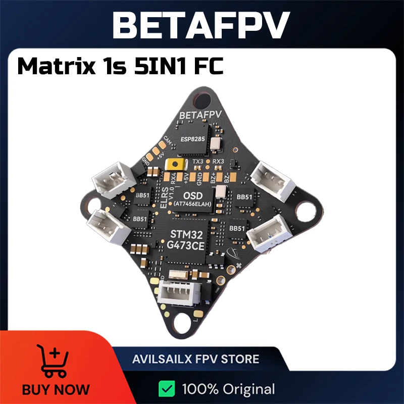 

BETAFPV Matrix 1S 5IN1 AIO FC Brushless Flight Controller 2.4G ELRS 400mW VTX For Meteor75 Pro Whoop Quadcopter Racing Freestyle