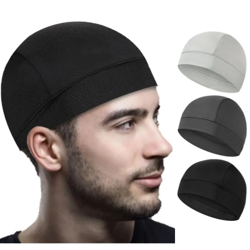 Summer Ice Silk Quick Dry Breathable Mesh Beanie Skull Cap Cycling Helmet Liner Headwrap Hiking Sports Running Absorb Sweat Hat