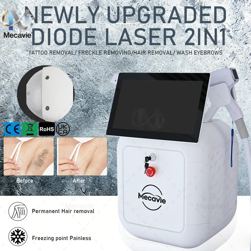 

Mecavie 2 In 1 Laser Machine Permanent Hair Removal All Skin Tones Picosecond Laser Tattoo Removal Beauty Device Professional 2 In 1 Diode Laser 4000W Pico Laser Machine Tattoo Removal Permanent Epilator Salon Beauty Equipment