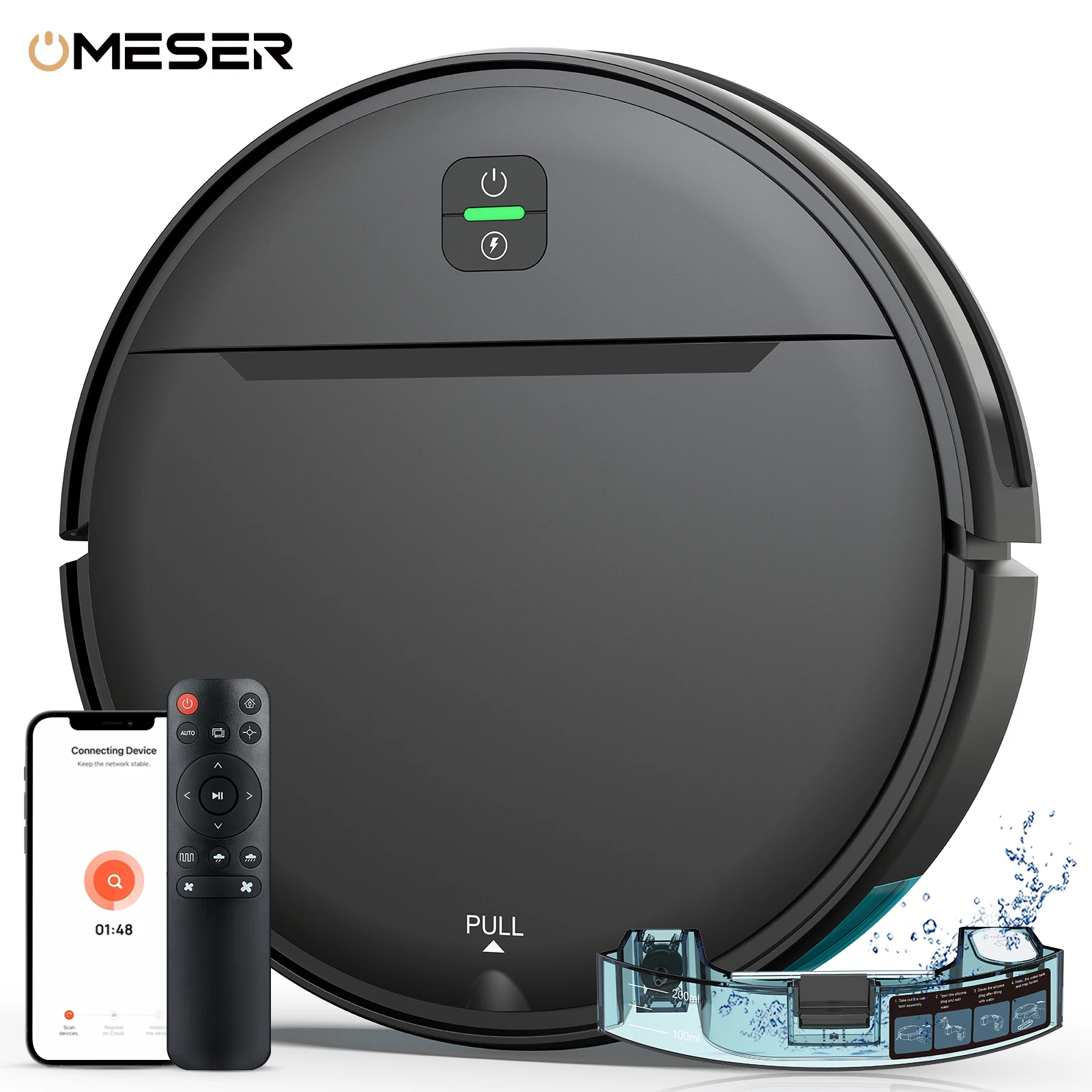 OMESER BR181 جهاز آلي لتنظيف الأتربة كومبو ممسحة 4KPa شفط الروبوتية واي فاي/التحكم الصوتي إعادة شحن تلقائي شعر الحيوانات الأليفة فراغ روبوت لأغراض التنظيف