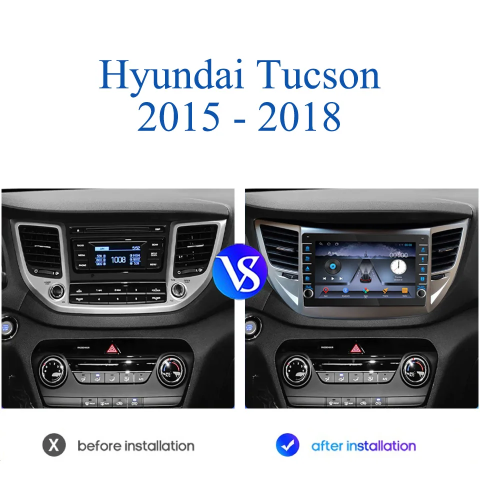 8G+128G Android14 Carplay Auto Radio Stereo HU For Hyundai Tucson 2015 - 2018 Car GPS Navi DVD PC Tablet Car Intelligent Systems