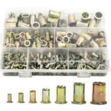300 Pieces of M3-M12 Carbon Steel Color Zinc Plated Rivet Nuts with Flat Head and Vertical Texture