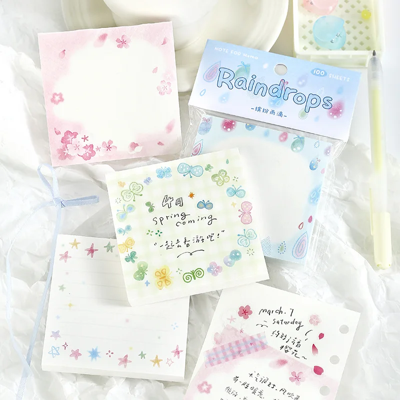 100 Note Books, Colorful Small Fragments, Fresh Students, Cute Stars, Butterflies, Note List, Note Paper Kawaii Sticky Notes