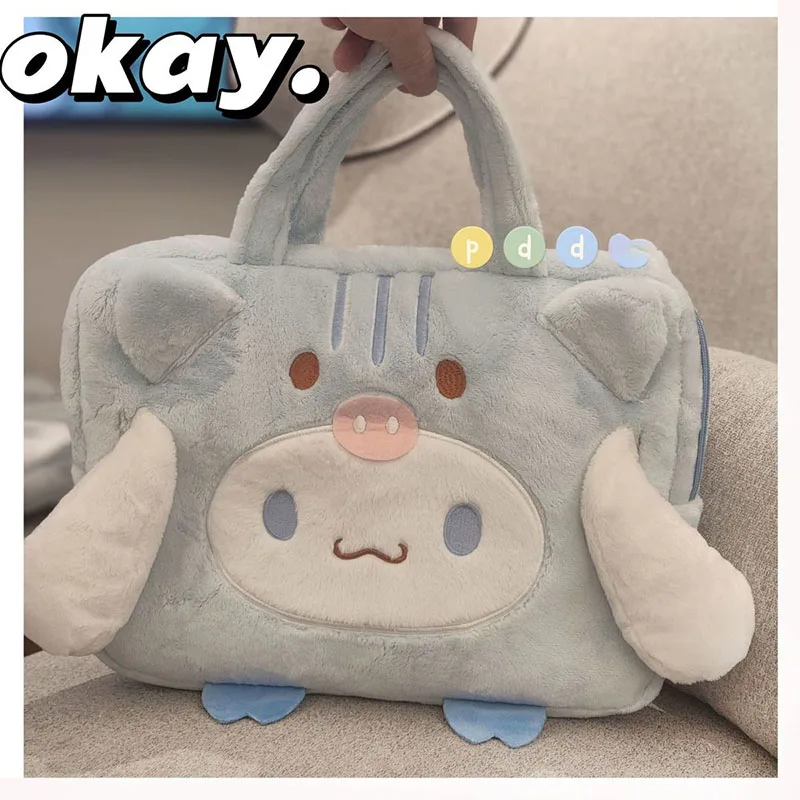 Miniso Sanrio Kuromi Cinnamoroll Laptop Bag Cartoon Cute Plush Ipad Bag 11inch 15.6 14nich Office Student Portable Girl Gifts