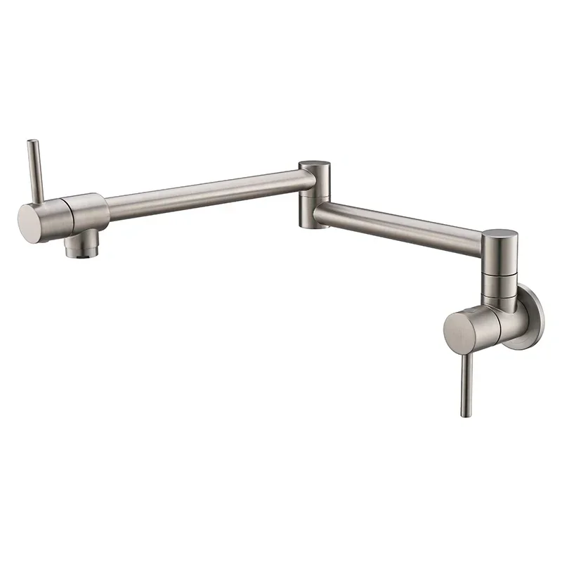 Pot Filler Tap Wall Mounted Foldable Kitchen Faucet Single Cold Single Hole Gold Sink Tap Rotate Folding Spout  Brass