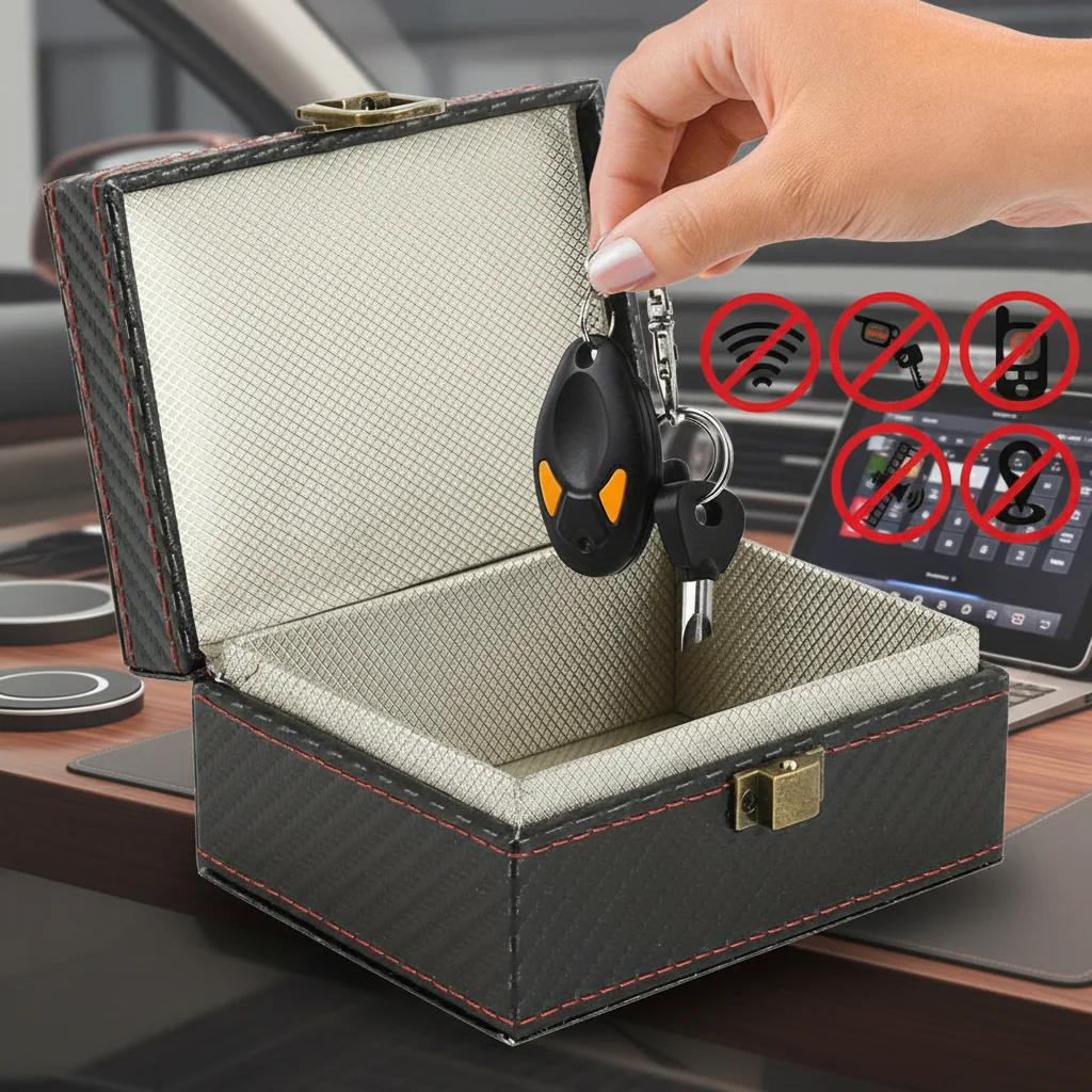 

Car Key Box Anti-Theft Faraday Signal Blocking Cage for Keyless Entry Vehicle 1 Piece