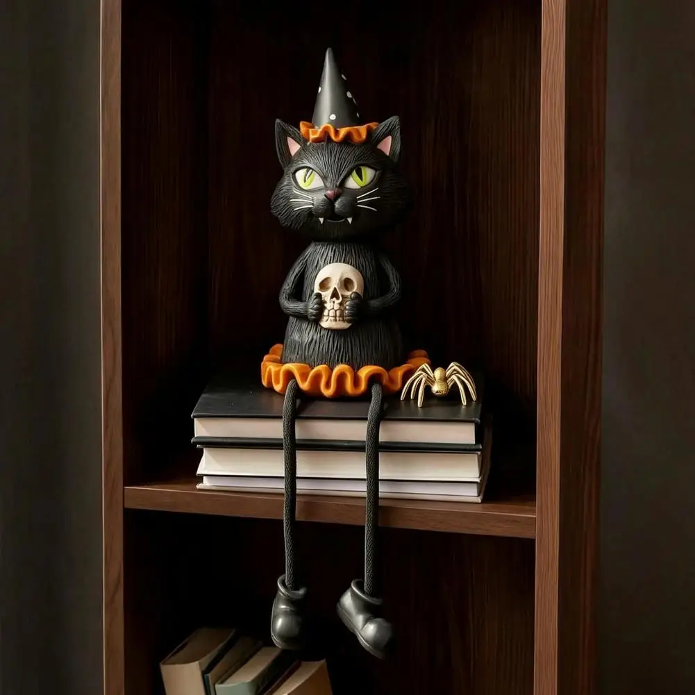 Theme Party Favors Halloween Figurines Set Spooky Ghost Pumpkin Skeleton Ornaments Black Cat Mini Décor for Mantel Shelf Desk