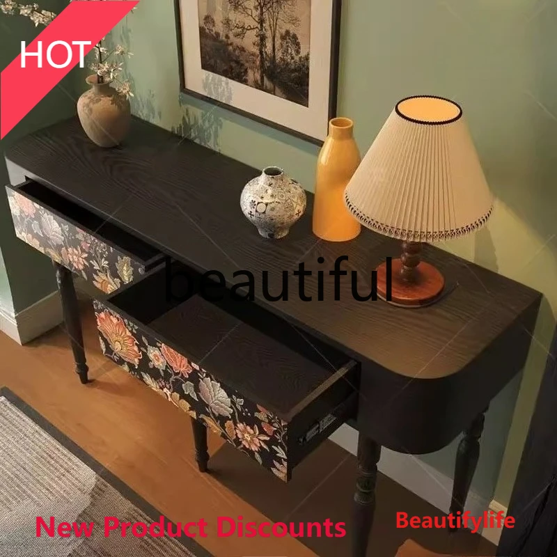 

A46 Solid wood entrance table, living room entry against the wall, counter, storage cabinet retro, decorative storage cabinet