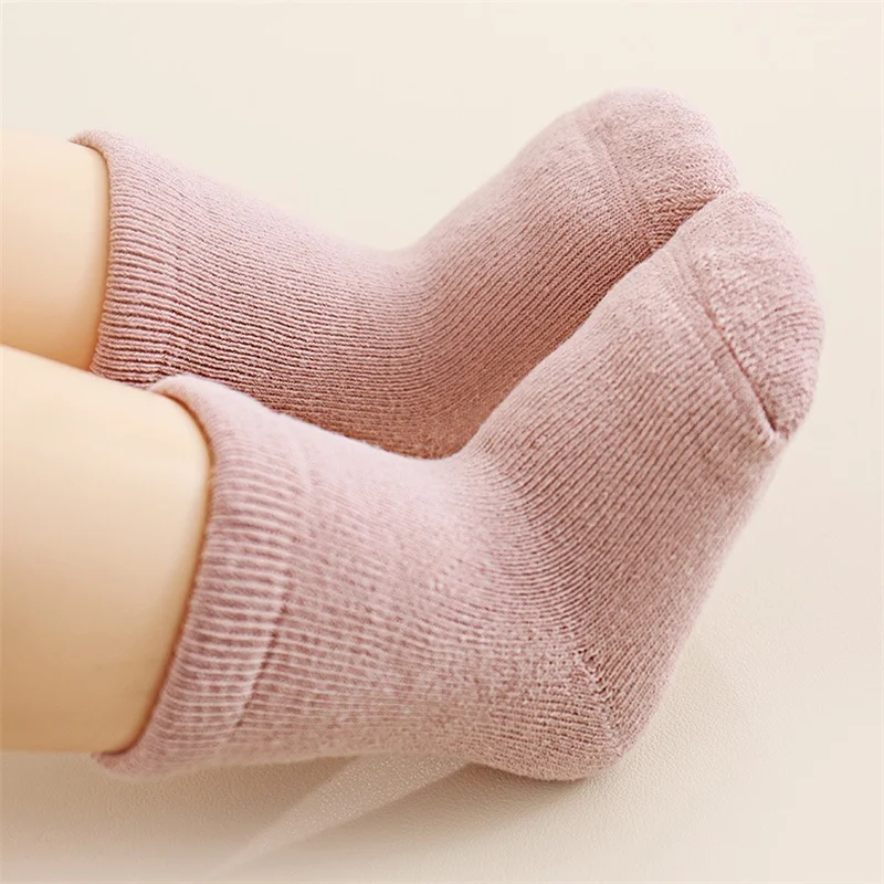 New Winter Thick Terry Cotton Socks For Girls Boys 0-3Yrs Newborn Baby Solid Socks Infant Toddler Daily Wear Keep Warm In Home