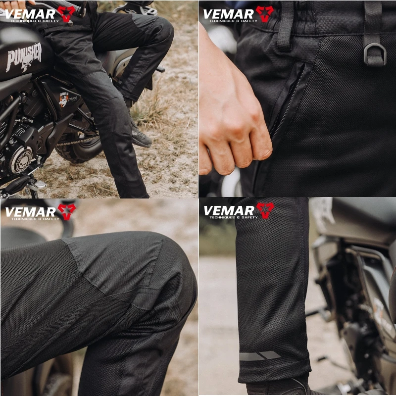 Casual Retro Motorcycle Riding Pants Built-in Protective Gear Anti-Fall Anti-Crash Breathable Mesh Sweat Absorbent Riding Pants