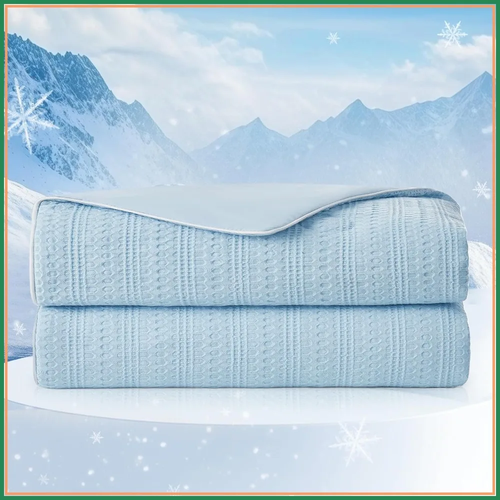 

Waffle Cooling Comforter Queen Size, Reversible Lightweight Blanket for Hot Sleepers, Breathable Bedding, 90x90 Sky Blue