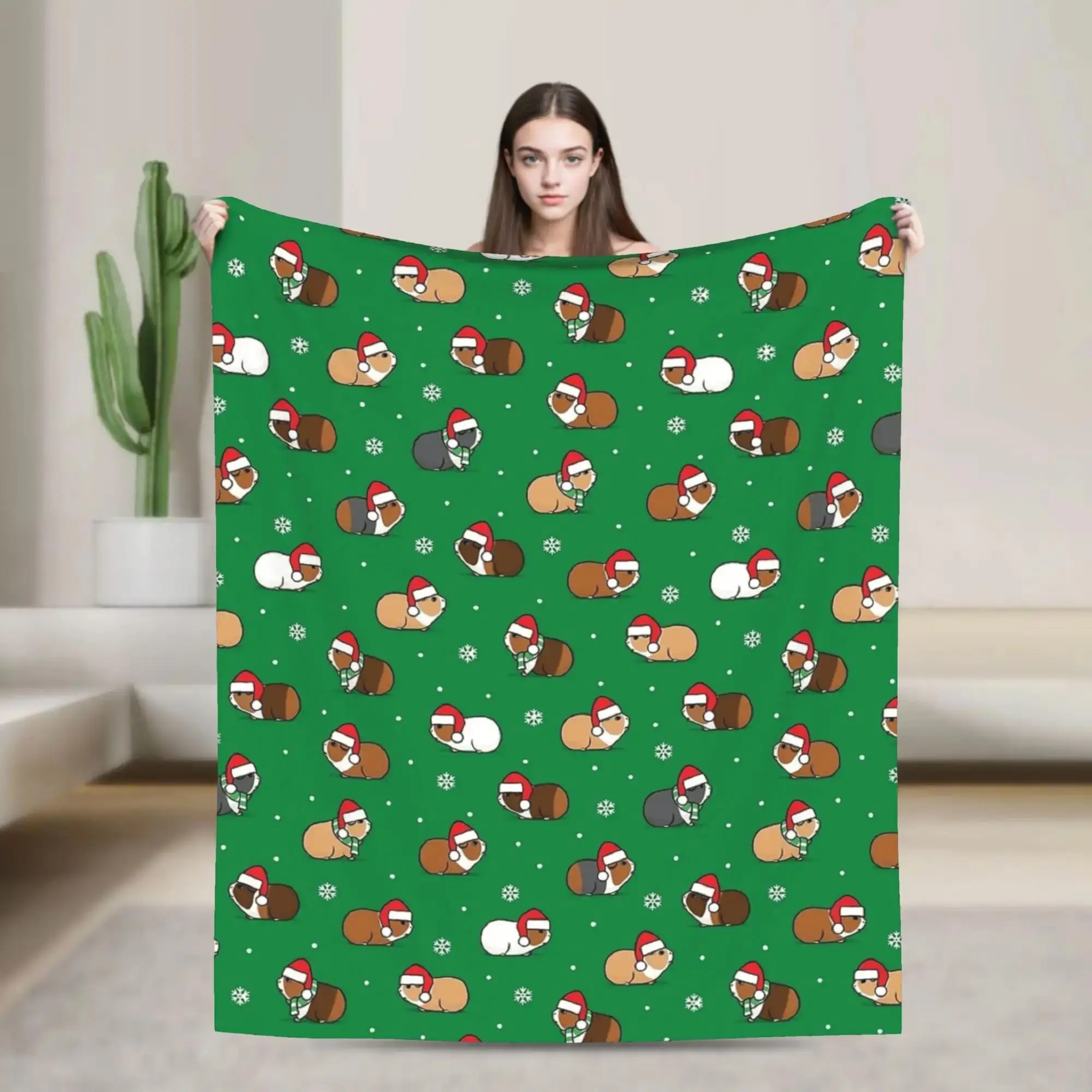 

Рождественское зеленое одеяло с принтом морских свинок, супермягкое, качественное, для осени и зимы, для детской спальни мальчиков и девочек, покрывало-плед