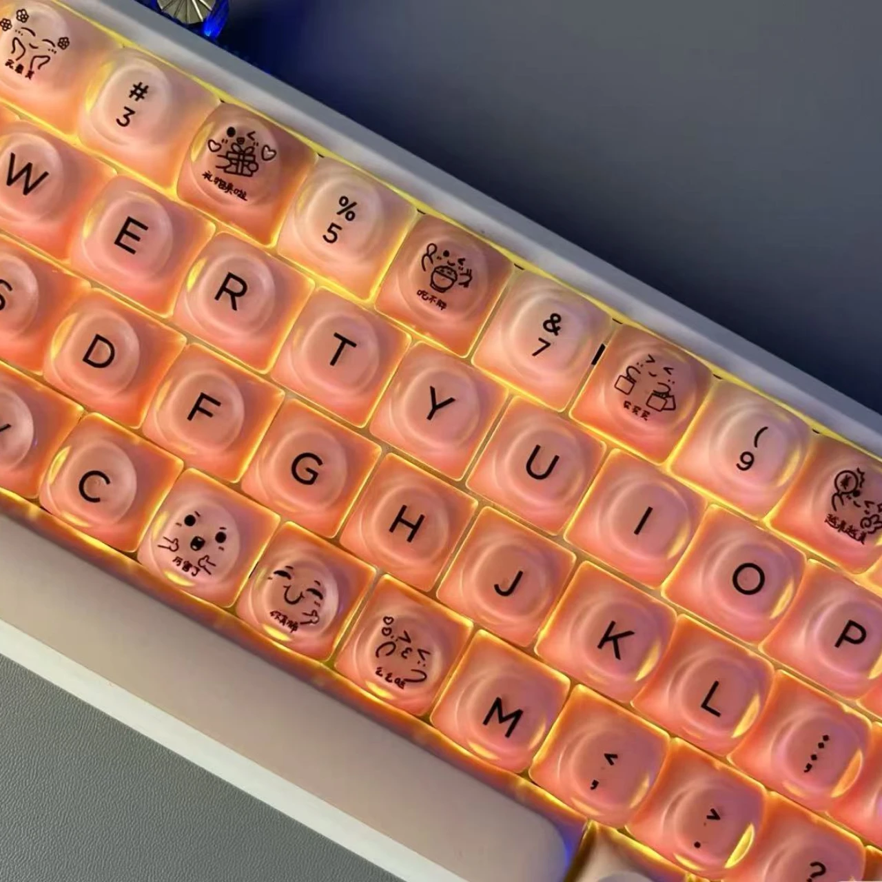 132 مفتاح الأساس السائل أغطية المفاتيح PBT + PC HOA الشخصي Keycap شبه الضباب هلام مفتاح قبعات للوحة المفاتيح الميكانيكية MX التبديل