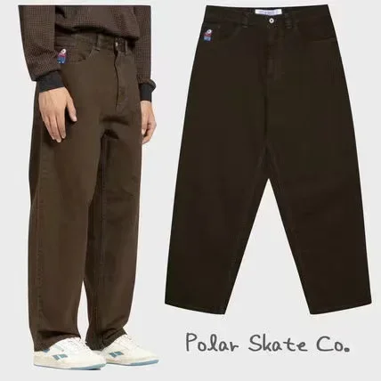 

Fashion polar bigboy denim pants skateboarding jeans y2k casual hip hop streetwear brown loose mens jeans harajuku men clothing