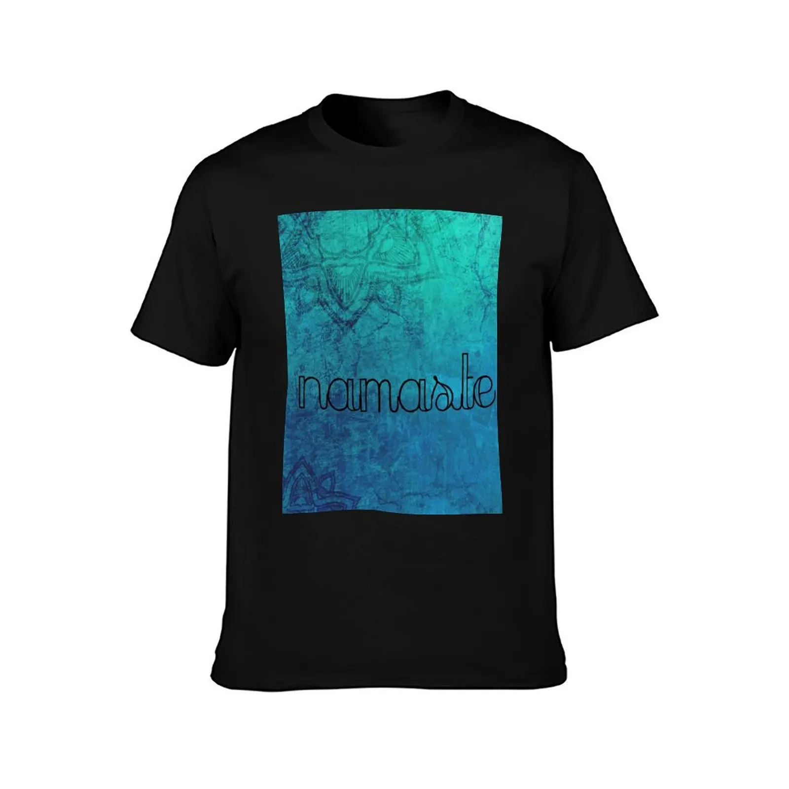 Distressed Turquoise Blue Mandala Namaste T-Shirt Large Size Loose Casual Tee