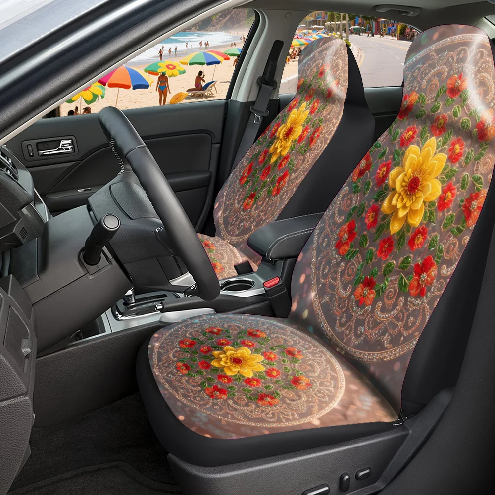 Automobile Seat Protectors - Festive Gifts For Halloween, Christmas, New Year, And Easter, Featuring A Circular Floral Design, M