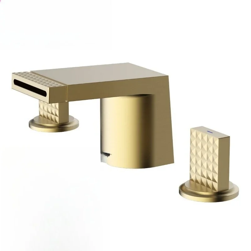 

Waterfall basin faucet full copper, household basin hot and cold faucet foreign trade, split basin faucet