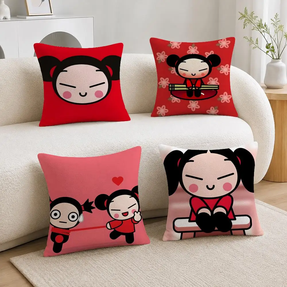 Anime Pucca Cushion Cover Soft Short Plush Throw Pillowcase Sofa Bedroom Home Decor Holiday Gift