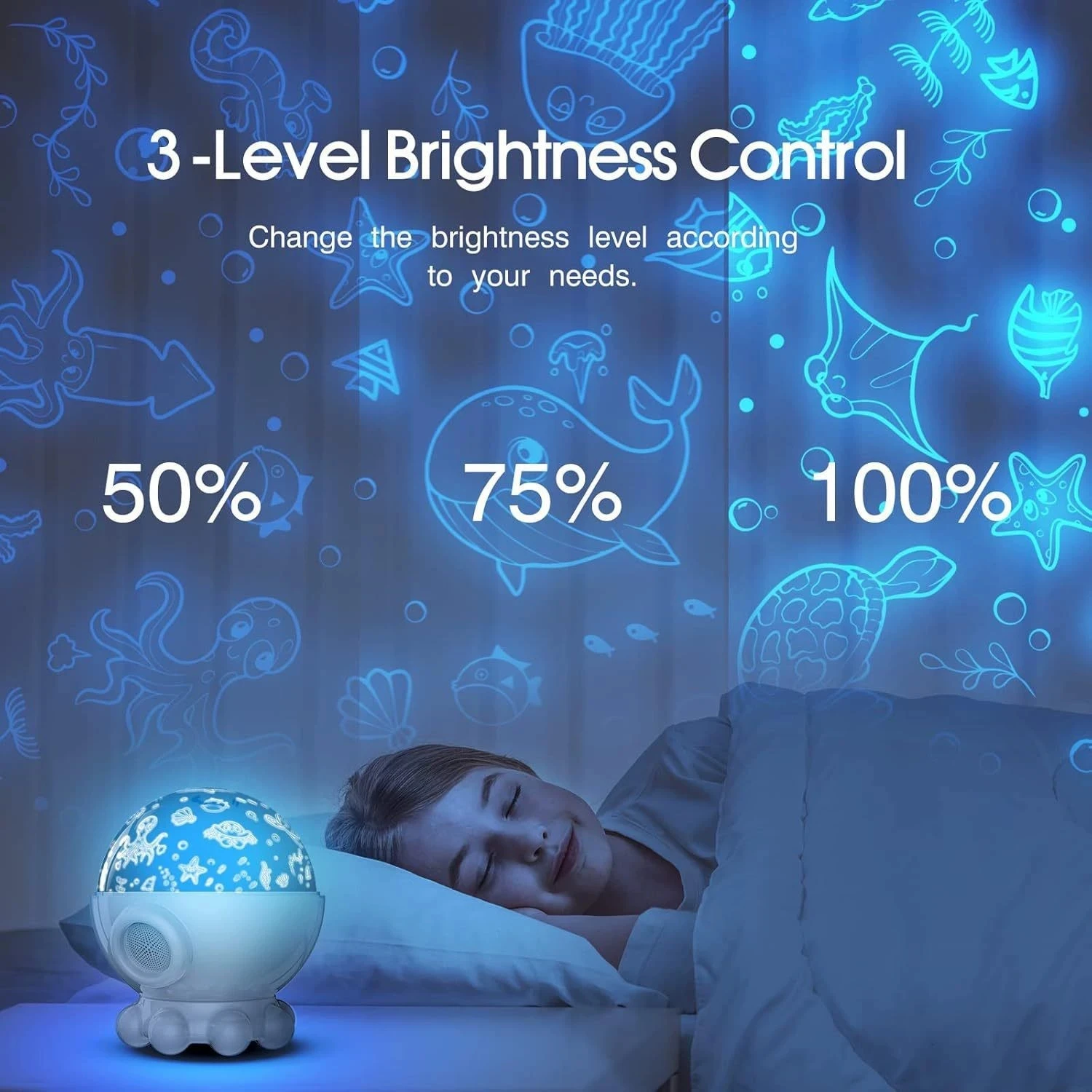 Kids Night Light Projector, Octopus Galaxy Light with Soothing Music Box & 360° Rotation, USB Rechargeable Starry Sky Projector