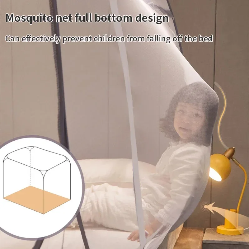 Simple Yurt Mosquito Net Portable Camping Tent Single Double Bed Canopy For Adult Foldable Bunk Mesh Net Breathable Mosquito Net