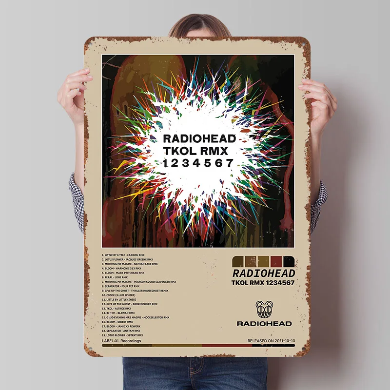 Radiohead TKOL RMX Album Cover Poster Customized Vintage Metal Signs Wall Art Retro Tin Plaque for Gaming Room Decoration Cozy