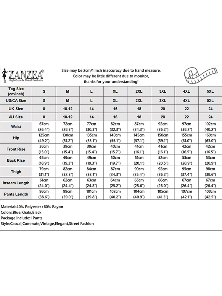Casual Loose Wide Leg Long Trousers ZANZEA Women High Waist Pants Office Lady Solid Pantalones 2025 Holiday Oversized Bottoms