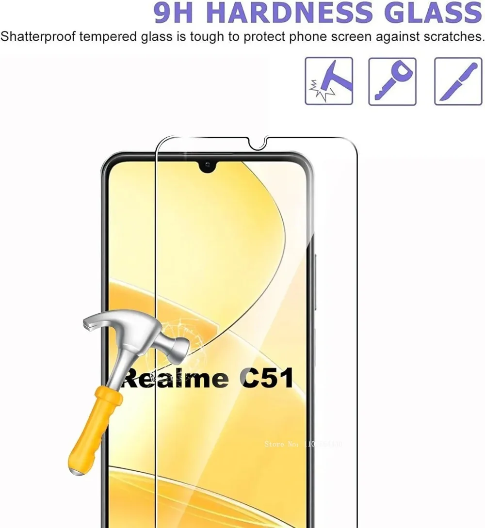 2-4Pcs  Protective Transparent Screen Protector for Realme C51 C53 C55 C35 Screen Protector Glass Film image 2