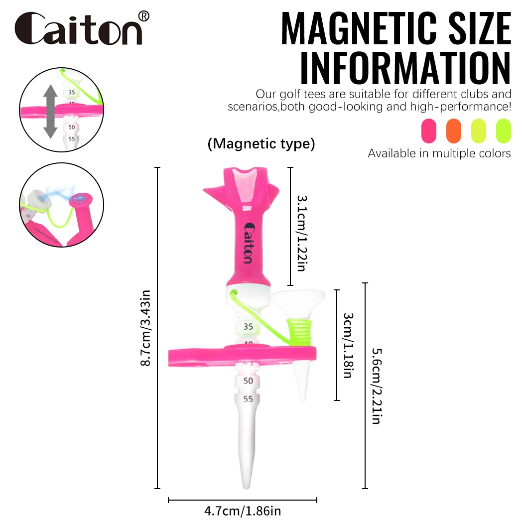 Caiton 1Pc Adjustable Golf Tee Durable Multicolor Rubber Tee for Men Women Golfers Driving Range Practice Training Accessories