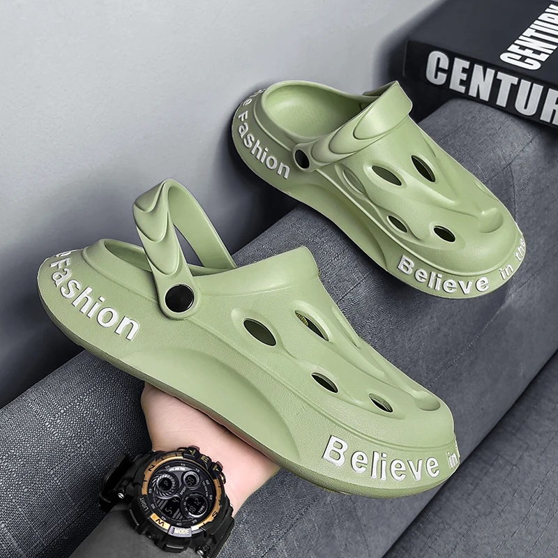 Mens Summer Garden Clogs  Water Shower Shoes Breathable Casual Beach Slippers Cool Street Clogs 2022 Fashion Sandals Slipper