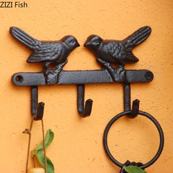 Birds Hook Hanging Shelf Wall Hanging Decorative Hook Black Cast Iron Coat Rack Courtyard Corridor Vintage Outdoor Decoration