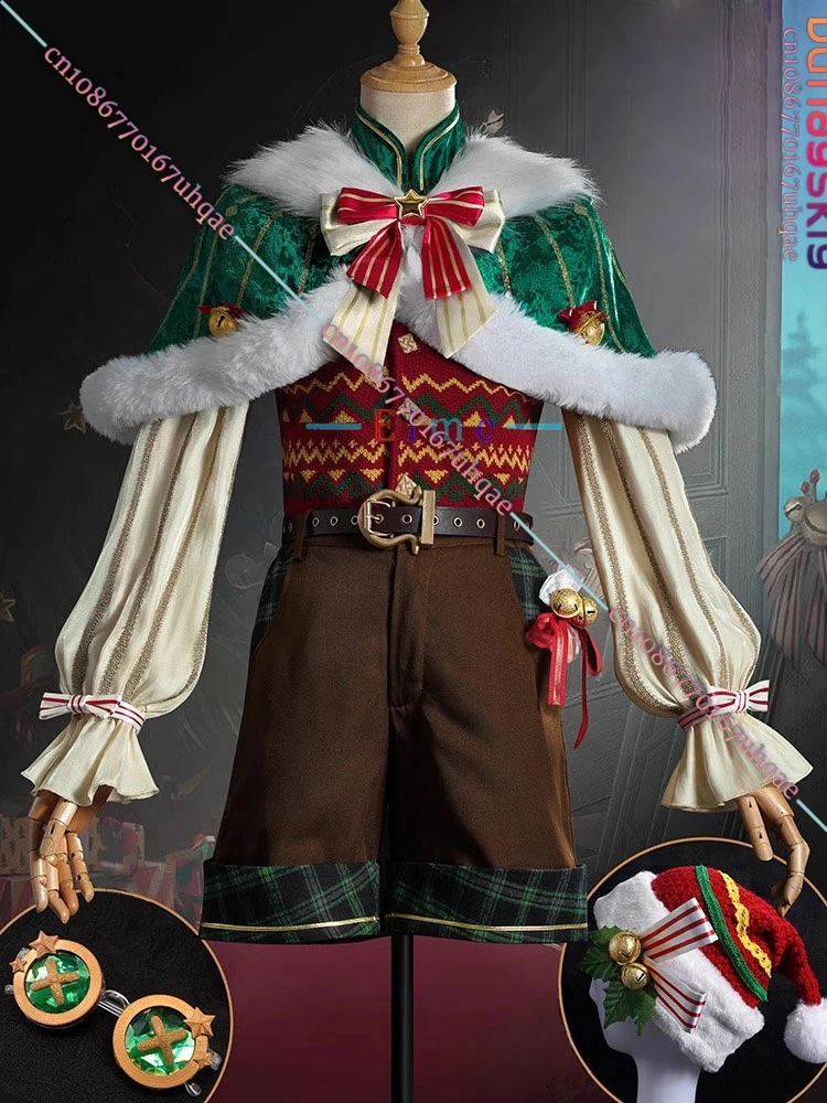 Edgar Valden Cosplay Costume Game Identity V Painter Cosplay Christmas Party Suit Halloween Uniforms Custom Made+Santa Hats