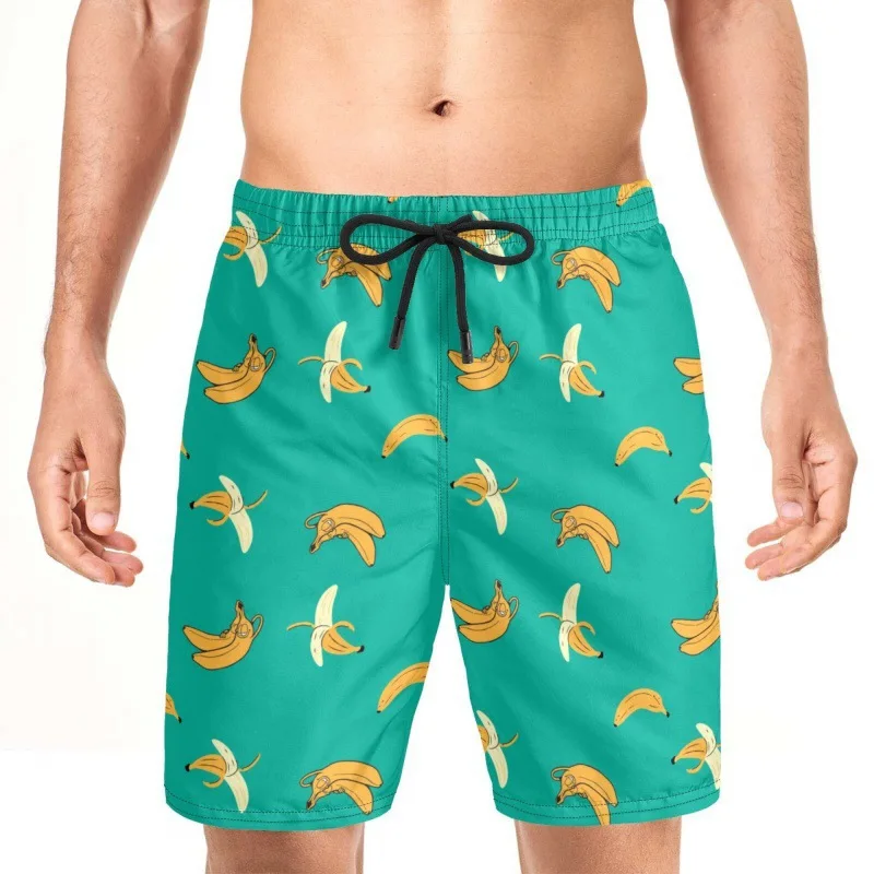 

Banana Hawaiian Beach Shorts Fish 3D Print Men's Casual Board Pants Oversized Surfing Swimsuits Drawstring Trunks Man Clothing