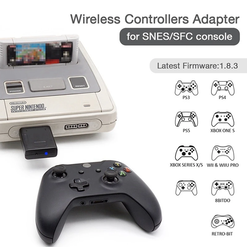 A23F-Wireless Game Controller Adapter For SNES SFC Console To PS4 PS5 Switch Pro Switch Joycon  One S Controller