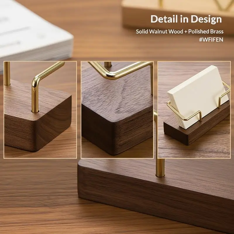 Classic Wood Business Card Stand for Professional Desk Presentations