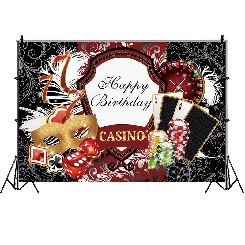 خلفية كازينو لحفلة عيد الميلاد بوكر لاس فيغاس سعيد ذهبي لامع رويال رقاقة النرد فتحة آلة الفينيل خلفية التصوير الفوتوغرافي