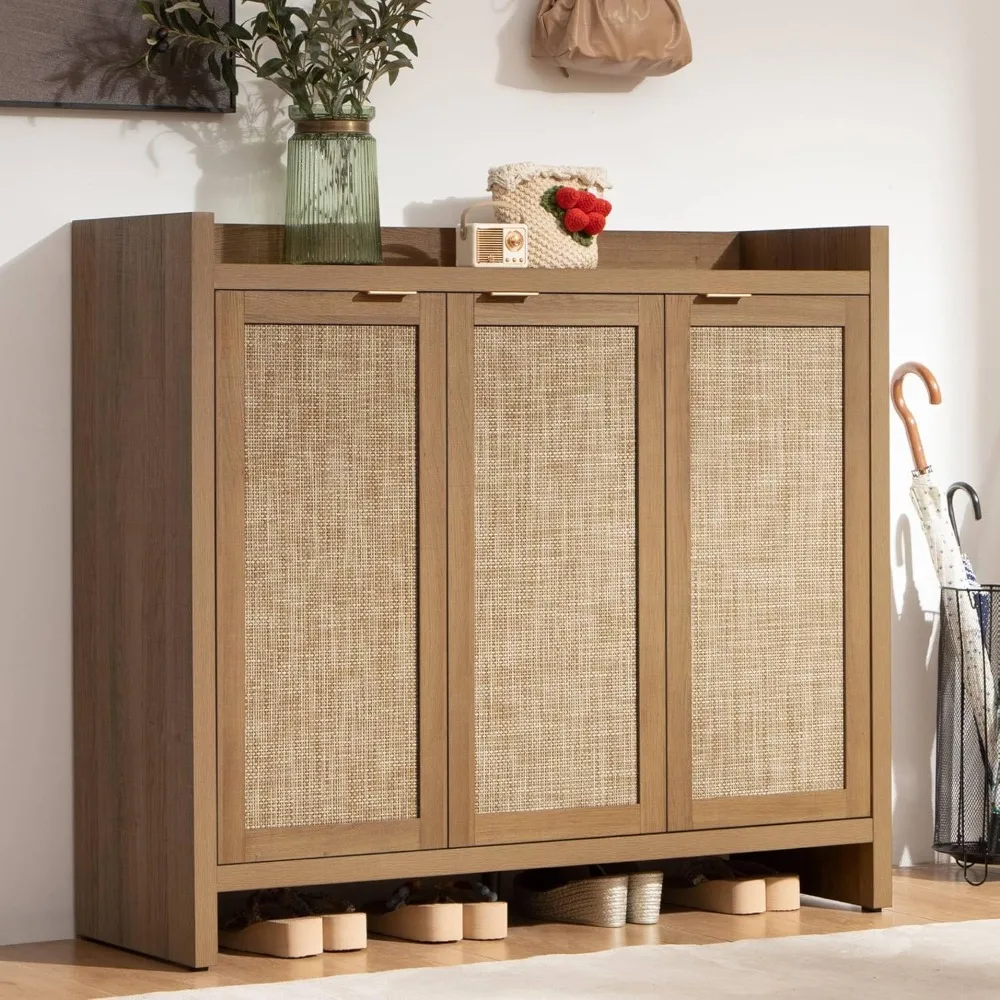 

Shoe Storage Cabinet, 30 Pairs Rattan Shoe Cabinet Storage for Entryway, 6-Tier 41" Tall Shoe Cabinet Storage, Boho Farmhouse