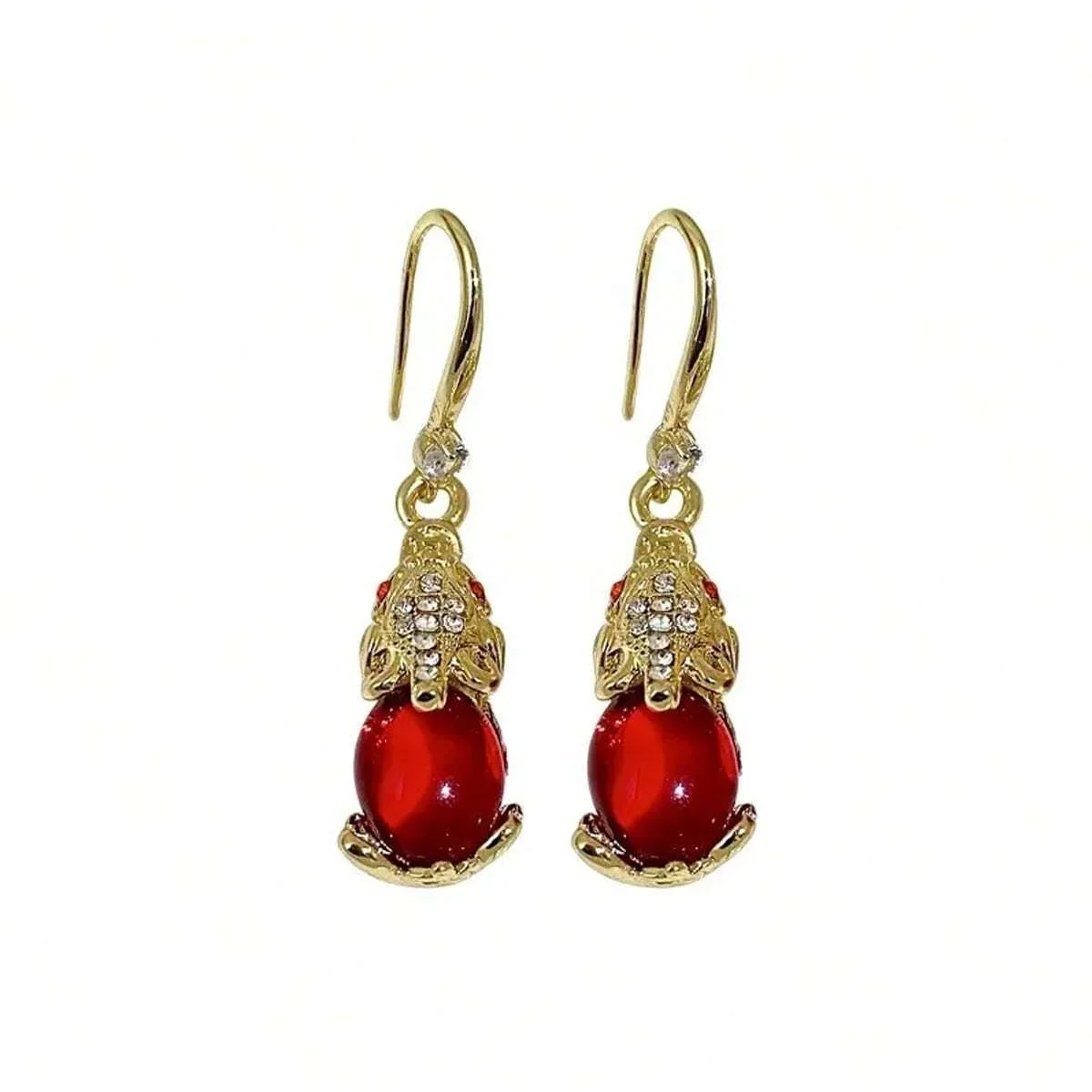 1pair of elegant atmospheric red wedding and festival earrings in a small niche for women's pihew