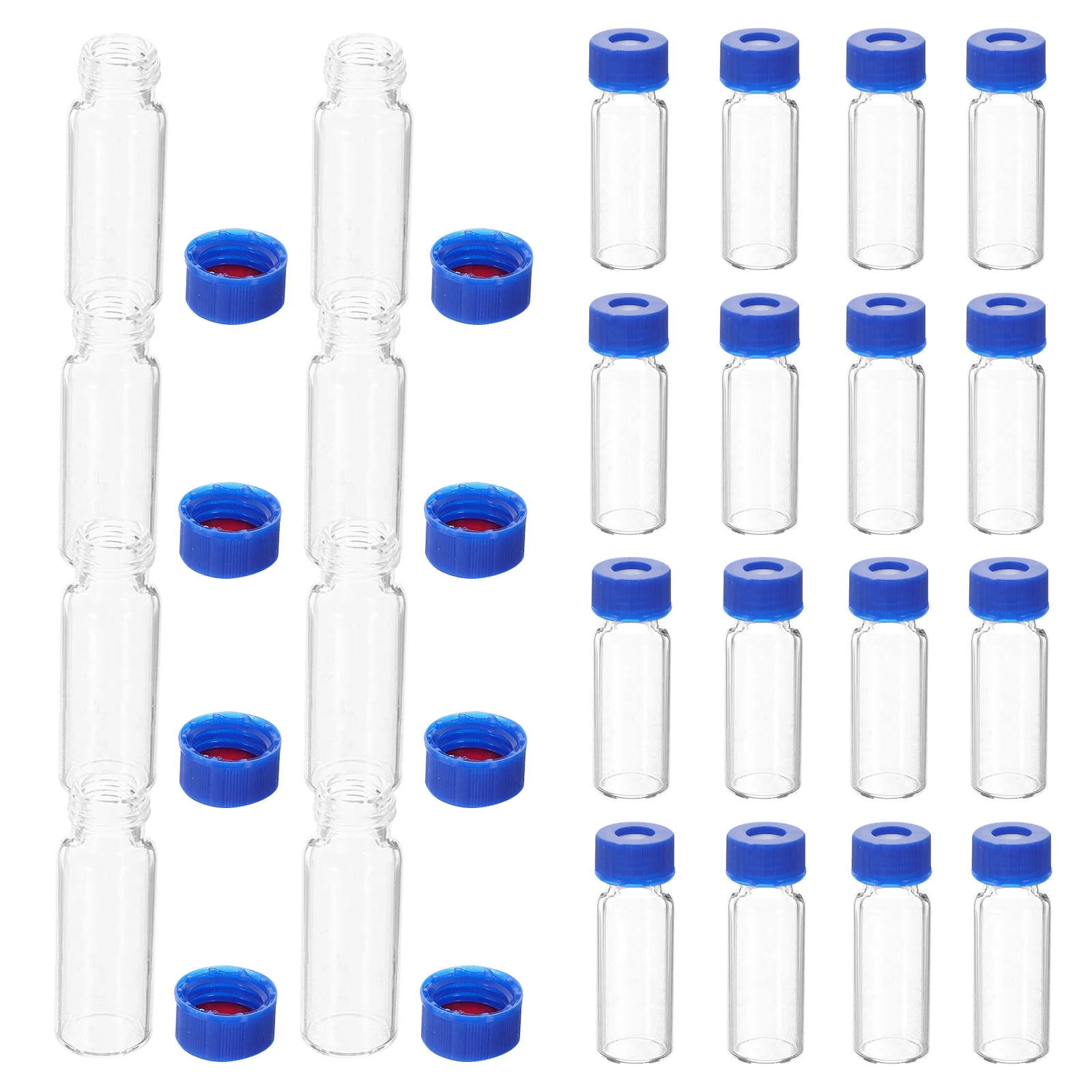 100Pcs 2Ml Small Glass Vials with Caps Clear Empty Vials for Sample Storage Resistant to Light and Leakage Flat Bottom Design