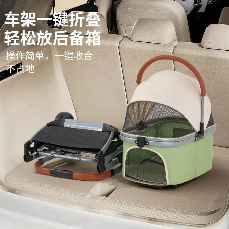 Foldable Portable Pet Stroller Aluminum Frame Travel Carrier for Small Medium Dogs Cats Outdoor Trip