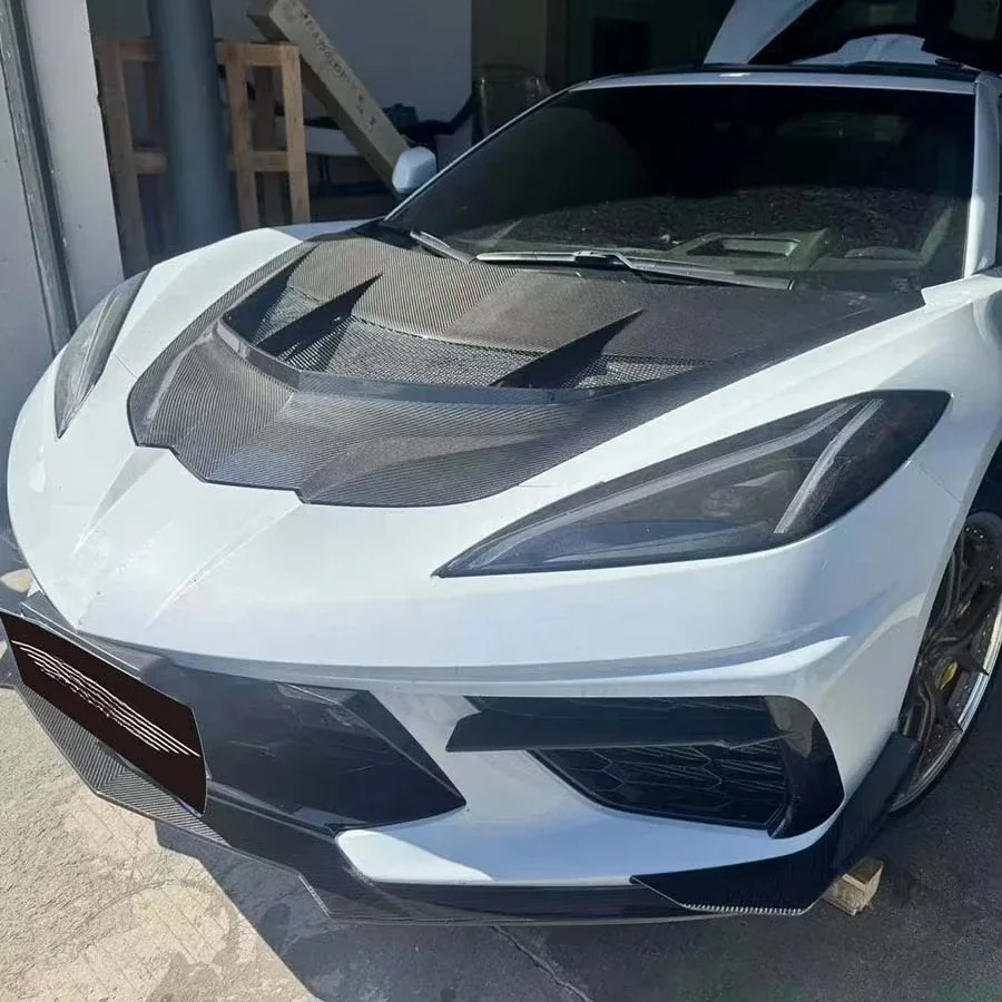 High Quality ZR1 Style Dry Carbon Fiber Hood for  Corvette C8 Steel Mold Manufacturing New Condition Included Bolts