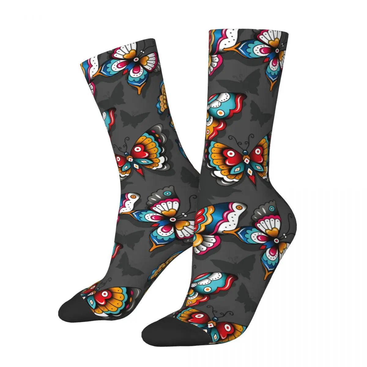 Butterfly Tattoo Socks Male Mens Women Winter Stockings Printed