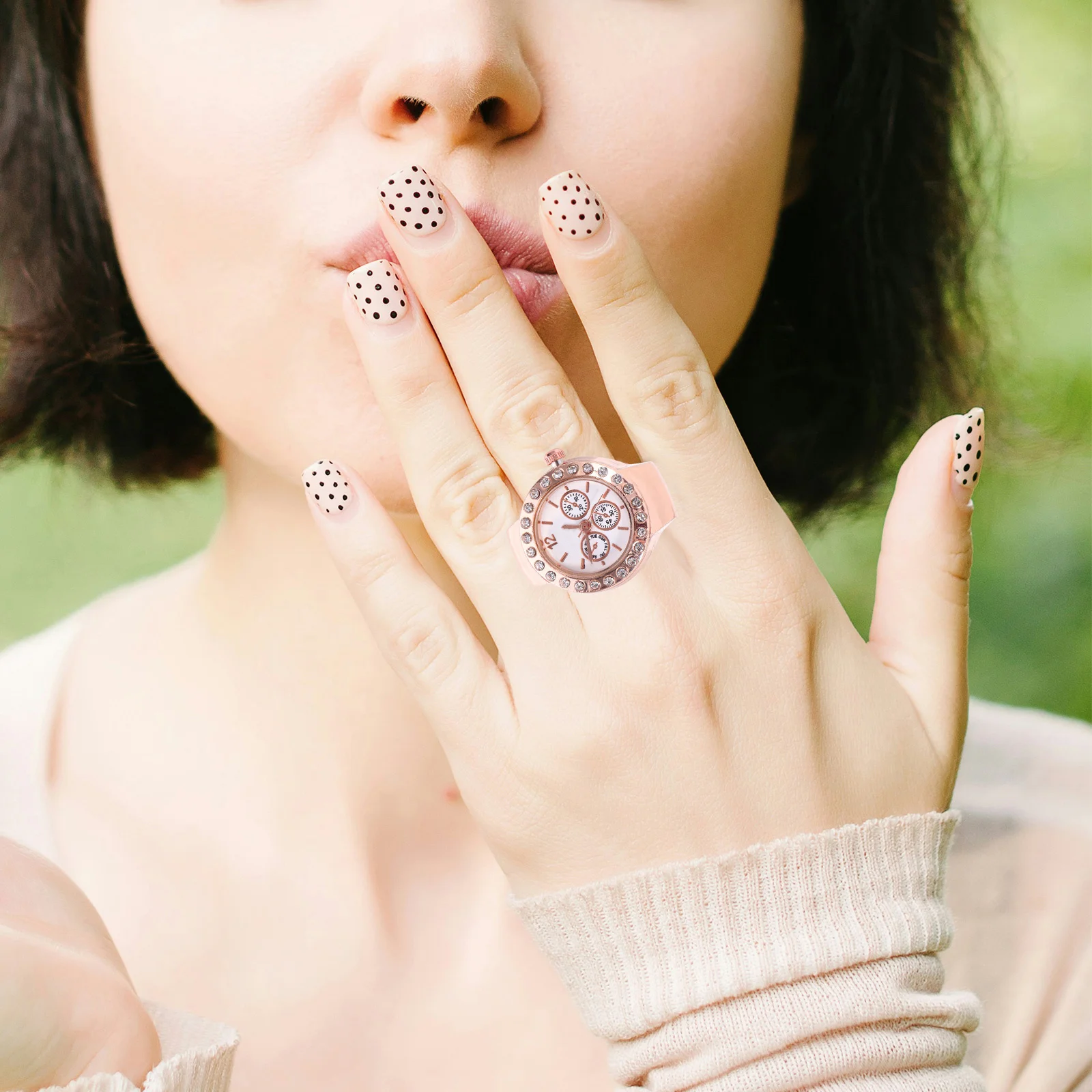 

Elastic Finger Ring Watch Quartz Round Ring Watch Casual Fashion Quartz Finger Watches Alloy Glass Festival Gift