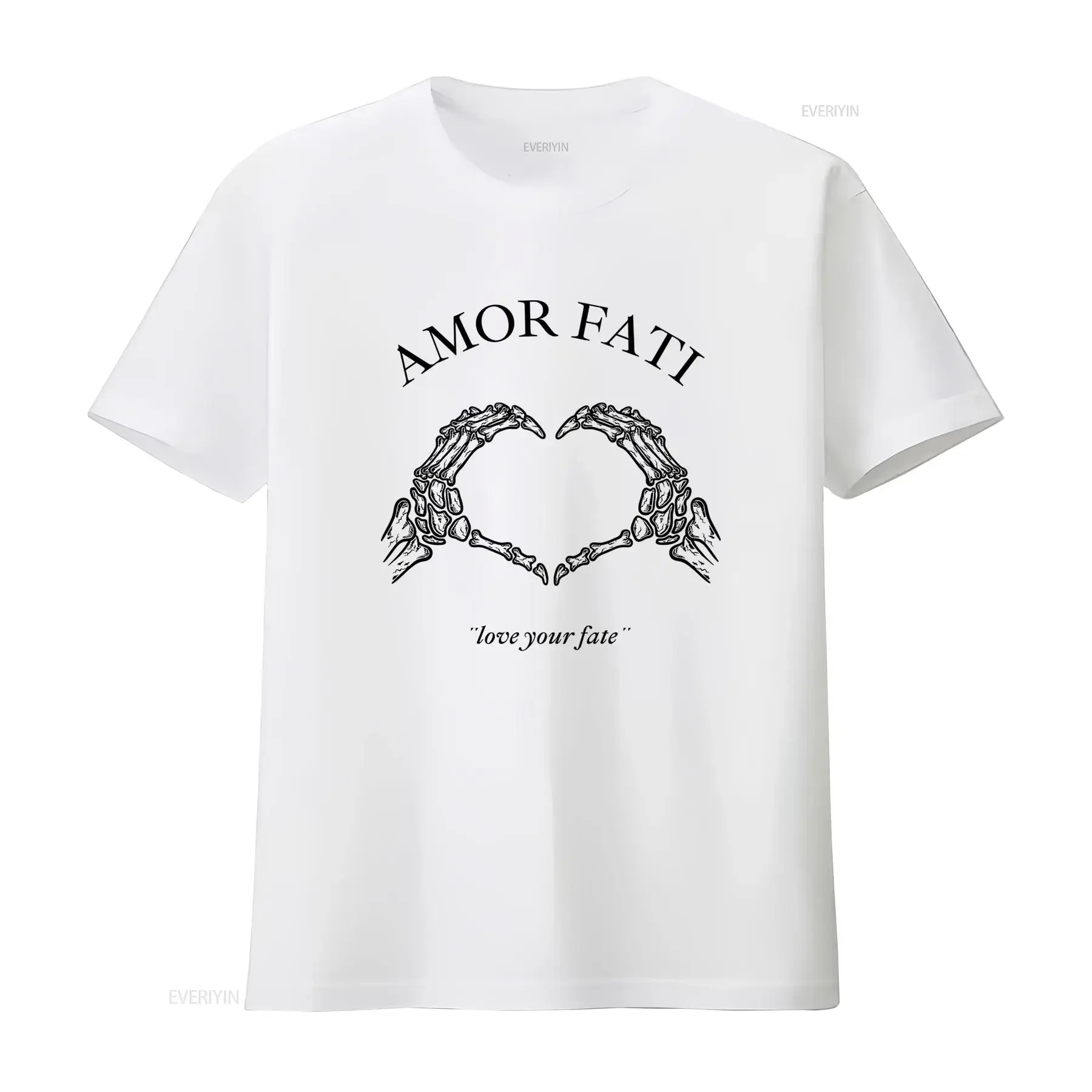 Amor Fati Skeleton Heart T Shirt 100 Organic Cotton Stoic Renaissance Memento Mori Philosophy Academia Eco Friendly vintage