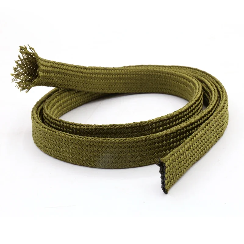 5M Soft PP Yarn Sleeve Wire Cable Braided Sleeving Protecting Expandable Cable Sleeve High Density Cable Sleeves Army Green