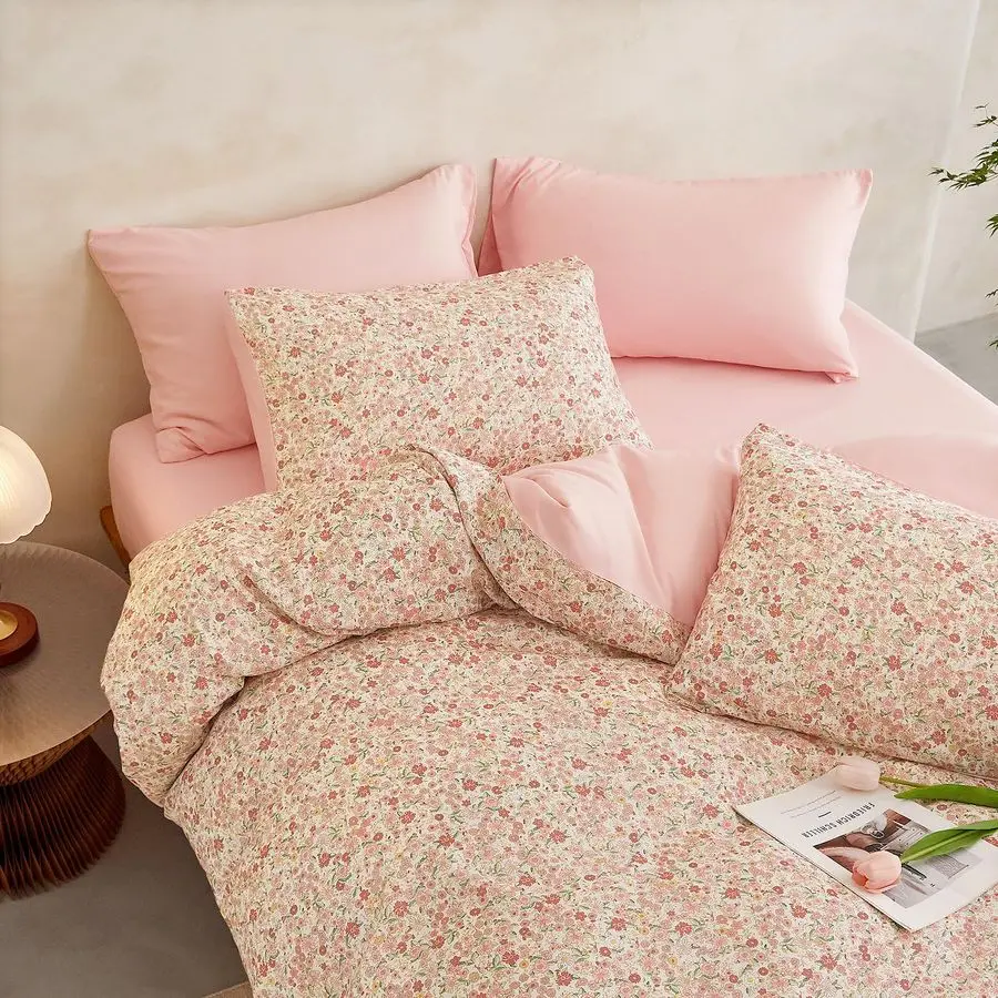 

Floral Comforter Set with Sheets, Cute Vintage Flower Cottagecore Aesthetic for Women Teen Girls, 5 Pieces Bed in a Bag, Cream P