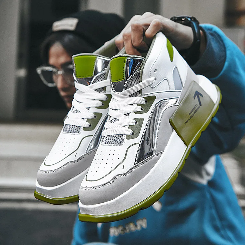 

Трендовые мужские туфли на высокой платформе с блестками, модная обувь, повседневные туфли для доски