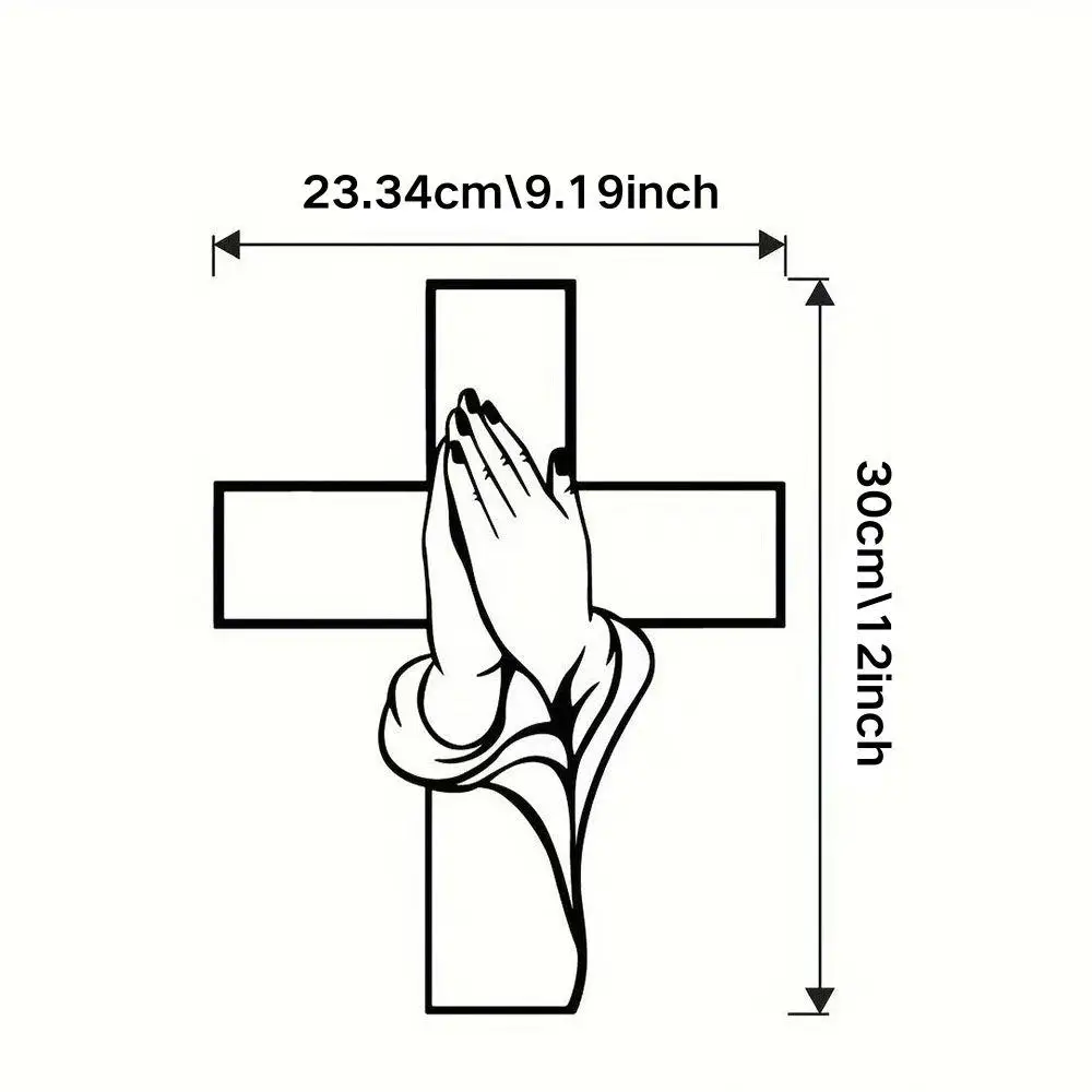 1 Piece Cast Iron Cross Art, Modern Religious Metal Wall Decor, Praying Hands Design, Easy to Hang, Perfect for Living Room and New Home Gifts