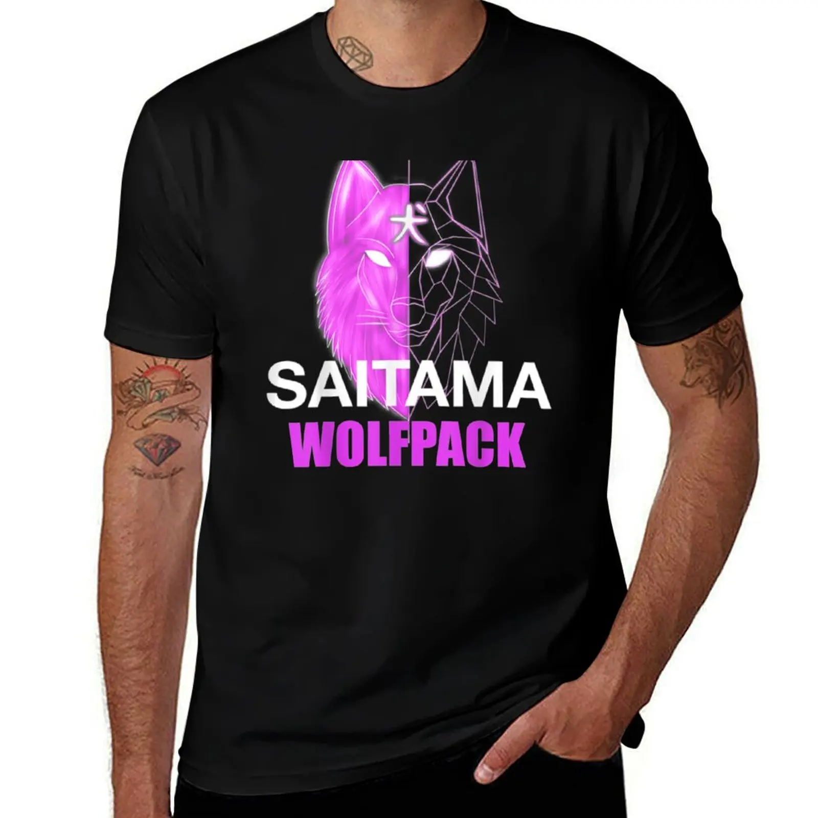 Saitama Inu Wolfpack تي شيرت رجالي جرافيك تي شيرت مضحك تي شيرت رجل تي شيرت للرجل حزمة القطن تي شيرت