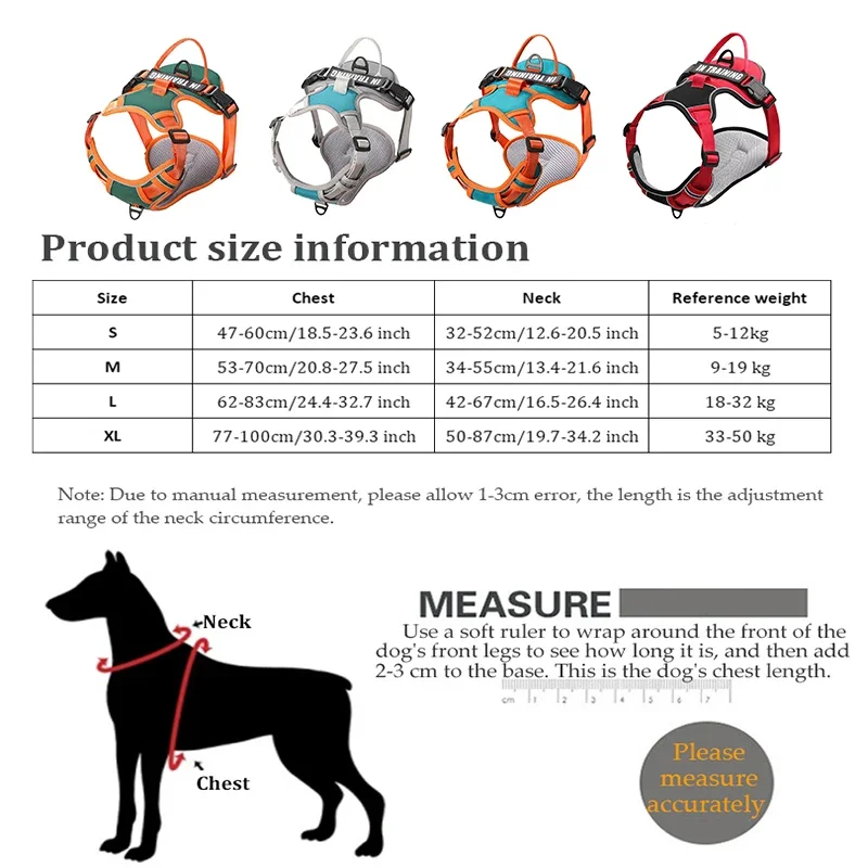 Nylon Adjustable Dog Harness Personalized Dog Harness Vest Reflective Breathable Pet Harness Leash For Small Medium Large Dogs